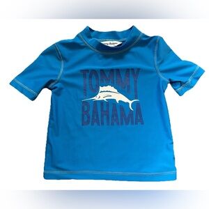 Tommy Bahama Shirt Boys 2T Marlin Short Sleeve Stretch Blue Swim Beach Cruise